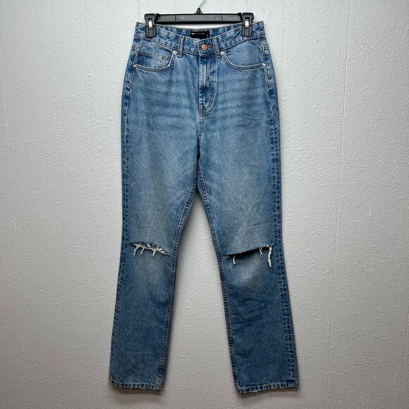 ASOS High Rise Distressed Medium Wash 5-Pocket Cotton Denim Jeans Womens 28/32 - Picture 1 of 13
